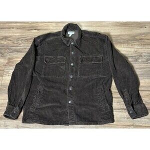 Arizona Jean Co Mens Brown Corduroy Long Sleeve Button Up Shirt Size Large